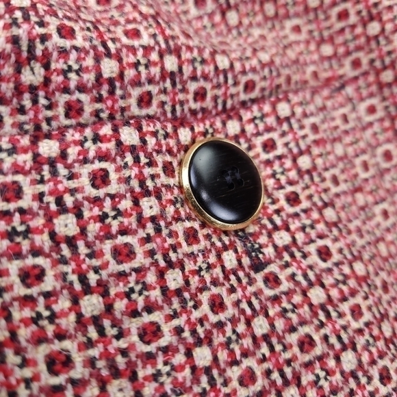 Loft Black Button Red Cream Deco Skirt Sz 4 - Picture 9 of 11